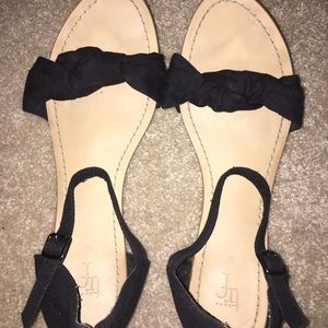 Zara Black Flat Strappy Sandals